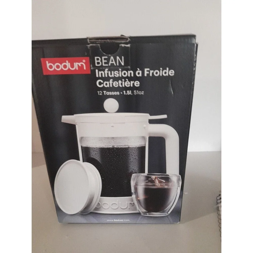 Bodum Bean Cold Brew Press And Iced Coffee Maker- WHITE-NEW In Box